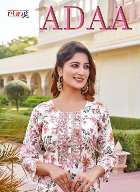 Adaa By Rung Modal Silk Printed Embroidery Kurtis Wholesale Shop In Surat Catalog